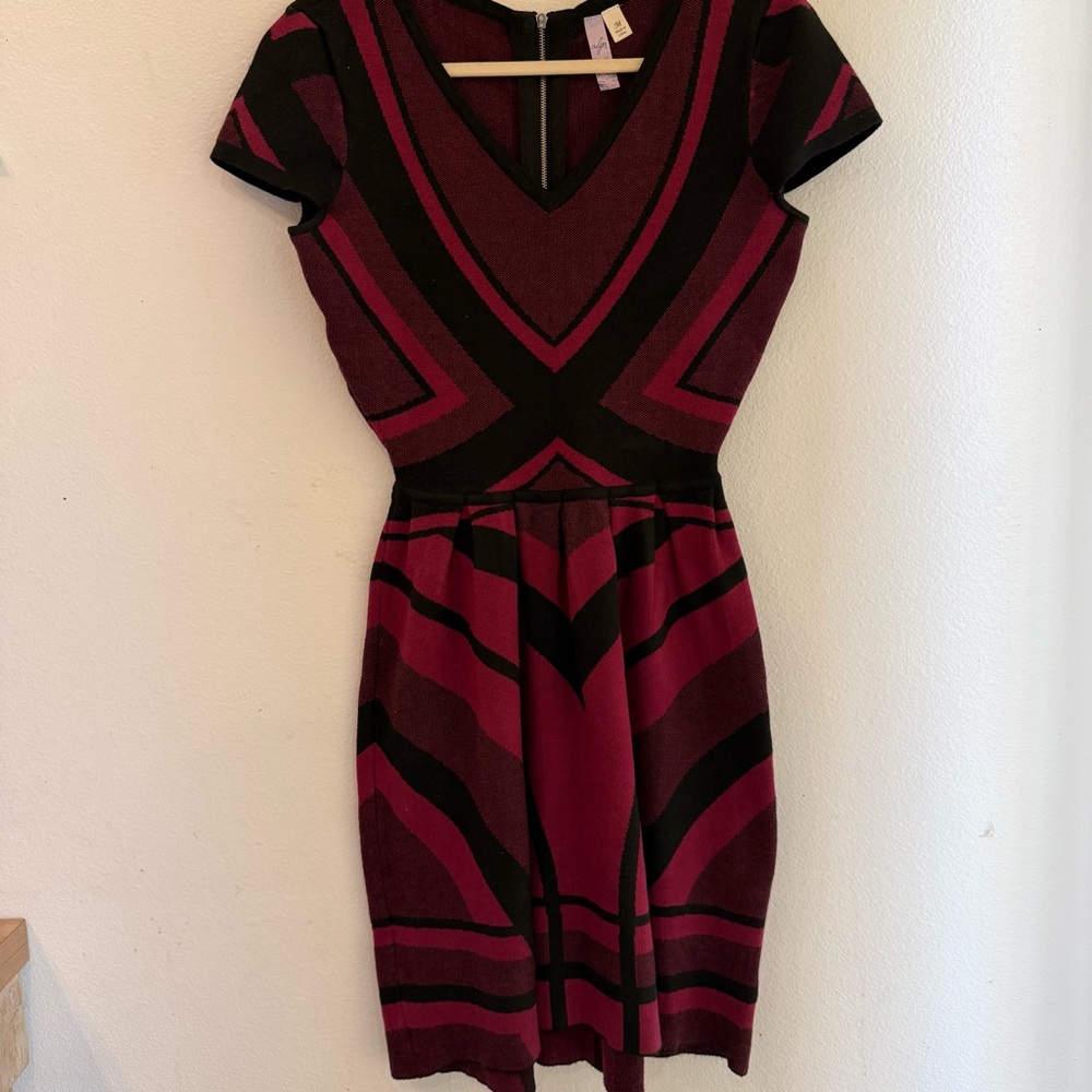 Alya Black and Burgundy Mini Body Con Dress great for Valentines